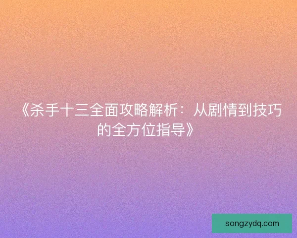 《杀手十三全面攻略解析：从剧情到技巧的全方位指导》