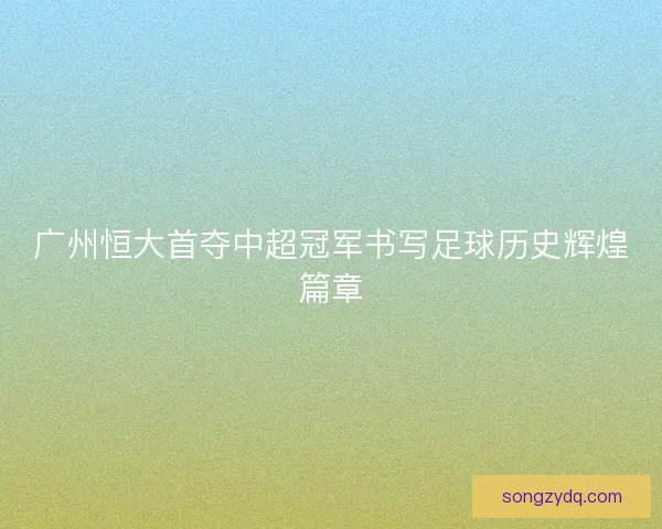 广州恒大首夺中超冠军书写足球历史辉煌篇章