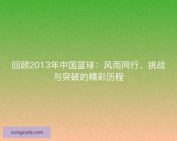 回顾2013年中国篮球:风雨同行、挑战与突破的精彩历程 回顾2013年中国篮球:风雨同行、挑战与突破的精彩历程