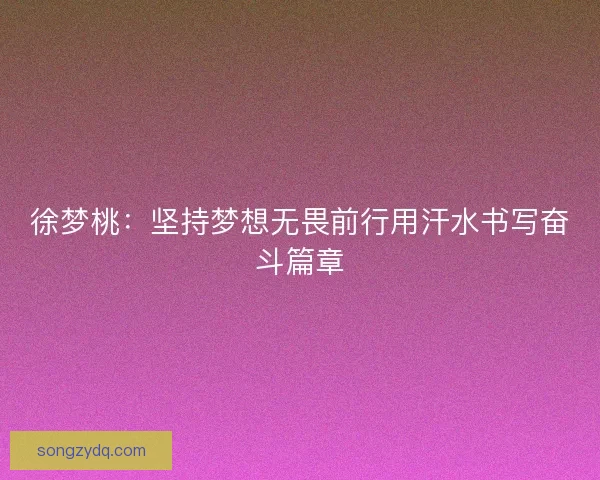 徐梦桃：坚持梦想无畏前行用汗水书写奋斗篇章