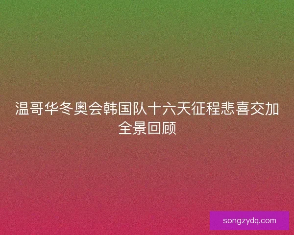 温哥华冬奥会韩国队十六天征程悲喜交加全景回顾