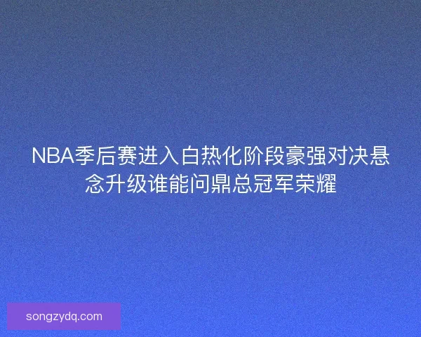NBA季后赛进入白热化阶段豪强对决悬念升级谁能问鼎总冠军荣耀
