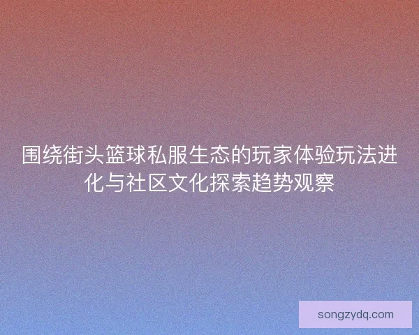围绕街头篮球私服生态的玩家体验玩法进化与社区文化探索趋势观察